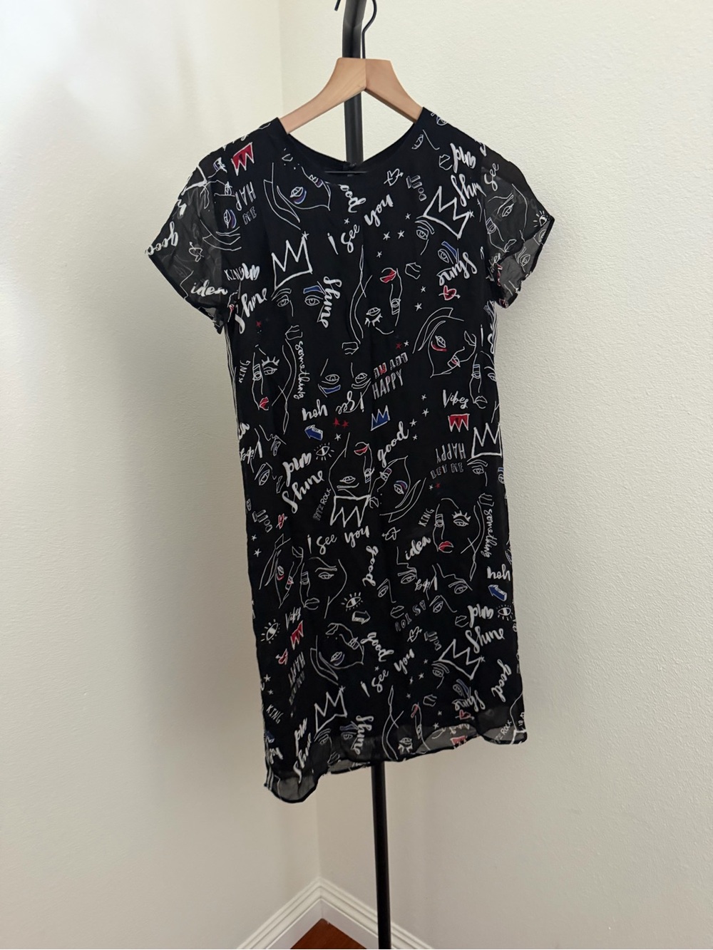 Ikks Black Graphic Print Short Dress - Picture 3 of 6